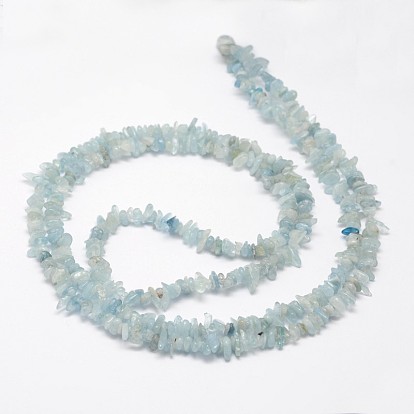 Chips Natural Aquamarine Beads Strands, 3~8x3~12x3~5mm, Hole: 1mm, about 32 inch