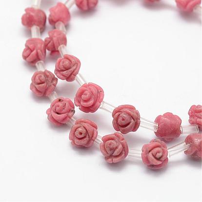 Perles naturelles de rhodonite, rose