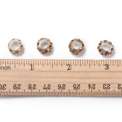 Perles européennes en strass d'alliage , Perles avec un grand trou   , rondelle, 11x6mm, Trou: 5mm
