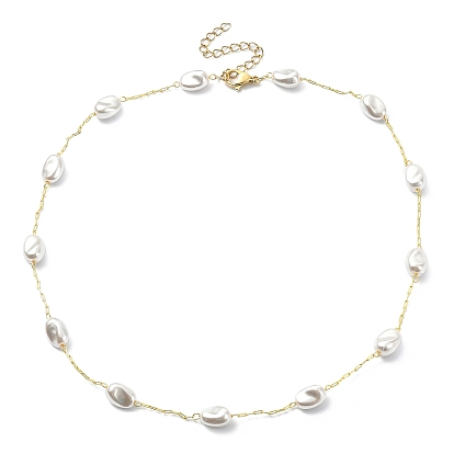 Collar de cadena con cuentas de perlas de plástico ccb, joyas de latón
