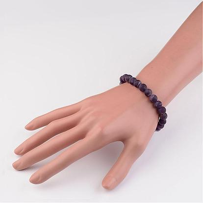Perles de pierres précieuses naturelles s'étendent bracelets, givré, ronde