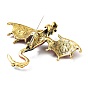 Dragon Enamel Pins, Antique Golden Plated Alloy Rhinestone Brooch for Unisex