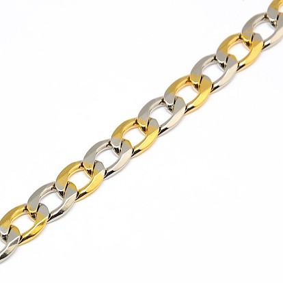 304 Stainless Steel Curb Chain/Twisted Chain Necklaces, with Lobster Claw Clasps, Faceted, 21 inch~22 inch(533~559mm), 8mm