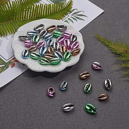 50 pcs 5 couleurs perles de coquillages électrolytiques, perles non percées / sans trou, shell cauris