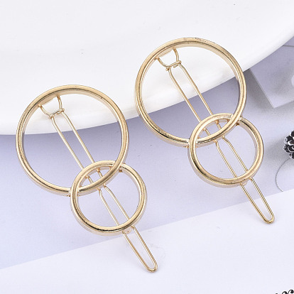 Alloy Hollow Geometric Hair Pin, Ponytail Holder Statement, Hair Accessories for Women, Cadmium Free & Lead Free, Interlink Rings Shape