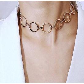 Bold Punk Chain Circle Necklace - Minimalist Trendy Short Neck Jewelry