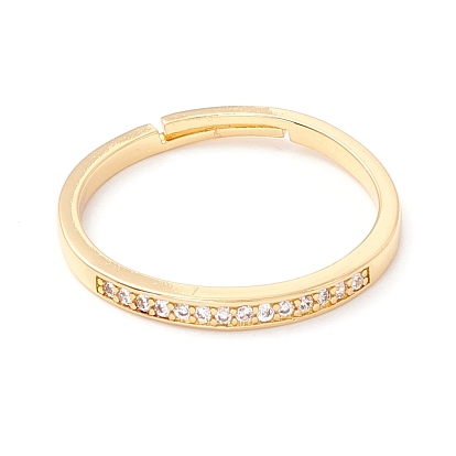 Anillo ajustable de circonita cúbica chispeante, anillo de dedo de latón chapado en oro real 18k para mujer