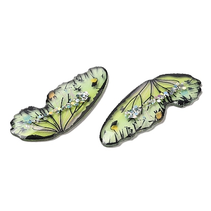 Кабошоны с пайетками из полупрозрачной смолы, бабочка