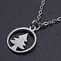 Christmas Theme, 201 Stainless Steel Pendant Necklaces, with Cable Chains and Lobster Claw Clasps, Ring with Christmas Tree