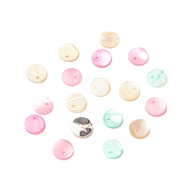 Dyed Natural Shell Charms, Flat Round