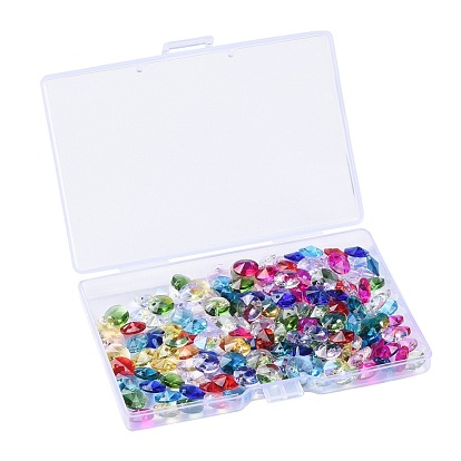 180Pcs 12 Colors Birthstone Charms Glass Charms, Faceted, Cone, Rivoli Rhinestone