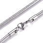304 Stainless Steel Round Snake Chains Necklaces, with Lobster Claw Clasp