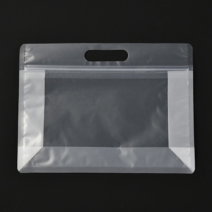 Sac en plastique transparent à fermeture éclair, pochette en plastique debout, sacs refermables, avec une poignée