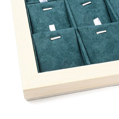 15 présentoirs suspendus en tissu microfibre à fentes, support organisateur de pendentif avec base en bois de pin blanc