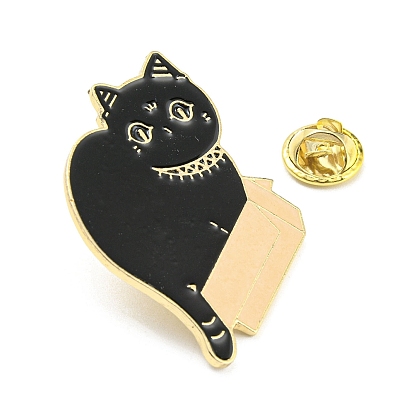 Alfileres de esmalte con forma de gato, broche de aleación de oro claro para ropa de mochila