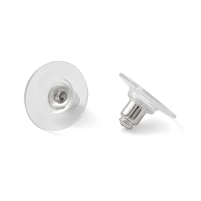 Brass Bullet Clutch Earring Backs, with Plastic Pads, Ear Nuts, Nickel Free, 12x7mm