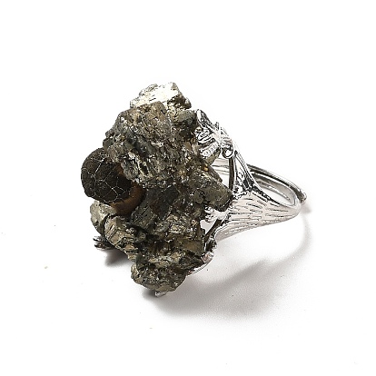 Кольцо-манжета с самородками драгоценных камней, необработанное грубое кольцо, украшения из латуни с платиновым покрытием для женщин