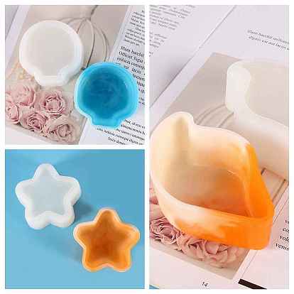 DIY Starfish/Shell/Conch Shape Jewelry Plate Silicone Molds, Storage Molds, Resin Casting Molds, for UV Resin, Epoxy Resin Craft Making