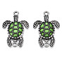 Antique Silver Tone Alloy Connector Charms, with Enamel, Sea Turtle