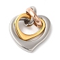 Placage ionique (ip) 304 pendentifs en acier inoxydable, avec anneau de saut, charme coeur