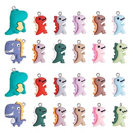 24 Pieces Dinosaur Charms Pendants Animal Shape Resin Charm Colorful Dinosaur Pendant for Jewelry Necklace Bracelet Earring Making Crafts
