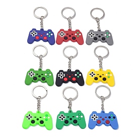 PVC Game Controller Keychain, with Platinum Iron Ring Findings