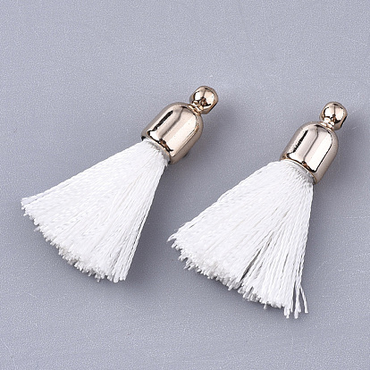 Polyester Tassel Pendant Decorations, with CCB Plastic Findings, Light Gold