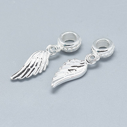 925 Sterling Silver European Dangle Charms, Large Hole Pendants, Wing