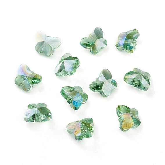 Perles en verre electroplate transparent , facette, papillon, de couleur plaquée ab 
