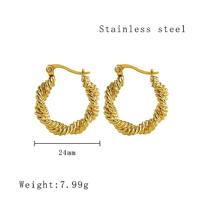 Stainless Steel Thick Twist Hoop Earrings, for Women