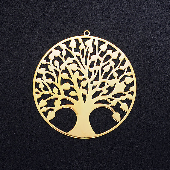 Pendentifs en acier inoxydable, cercle avec arbre de vie