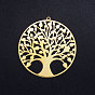 201 Stainless Steel Pendants, Circle with Tree of Life