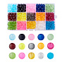 1Box 15 Color Transparent Glass Beads, Frosted, Round