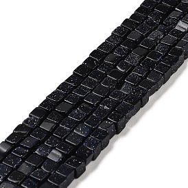 Synthetic Blue Goldstone Beads Strands, Cube