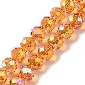 Full Plated Electroplate Beads Strands, Faceted, Round