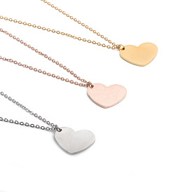Stainless Steel Heart Pendant with Mirror Polished Surface and Engravable Design