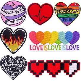 Computerized Embroidery Cloth Iron on/Sew on Patches, Costume Accessories, Heart with Word