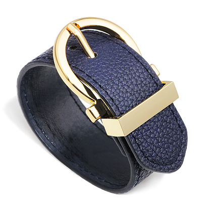 Leather Cord Bracelets, with Alloy Findings, Golden