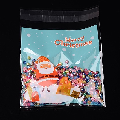 Bolsas de celofán rectángulo del opp para navidad, con el modelo de Santa Claus, 14x9.9 cm, espesor bilateral: 0.07 mm, sobre 95~100pcs / bolsa