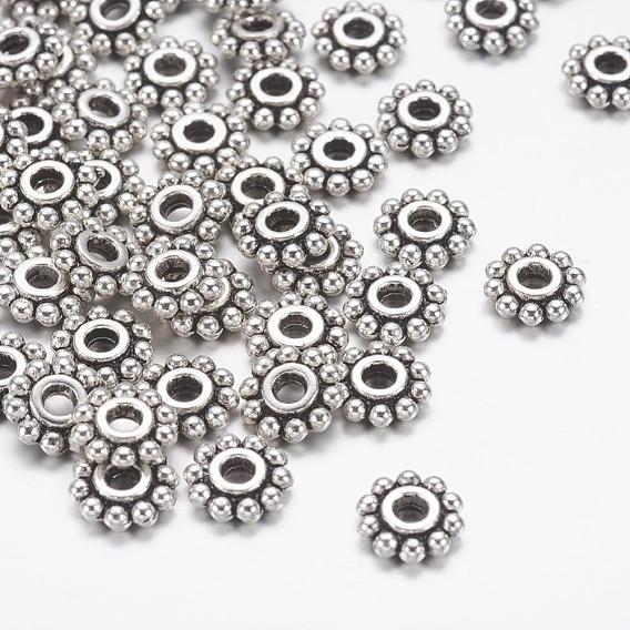 Gear Tibetan Style Alloy Spacer Beads, Lead Free and Cadmium Free, Flower