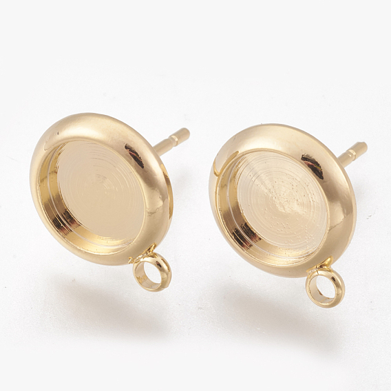 Brass Stud Earring Settings, with Loop, Nickel Free