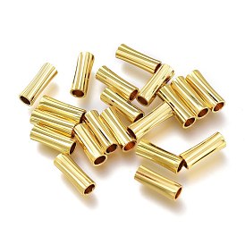 Brass Beads, Long-Lasting Plated, Textured, Tube