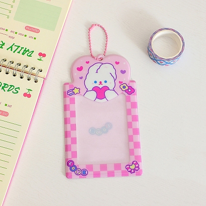 PVC Photocard Sleeve Keychain, with Ball Chains and Rectangle Clear Window, Rectangle