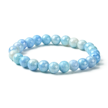 Bracelets extensibles en perles de verre galvanisées pour femmes, ronde