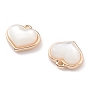 Natural Freshwater Shell Heart Charms with Brass Findings, Seashell Color