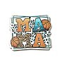 Mother's Day Single Face Printed Aspen Wood Pendants, Word MAMA with Basketball & Leopard Print Charm