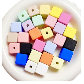 Plastic Square Beads, Straight Hole Loose Beads for DIY Phone Chain Keychain, Beaded Jewelry Accessories