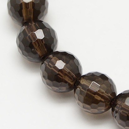 Perlas de cuarzo ahumado hebras, facetado (128 facetas), rondo