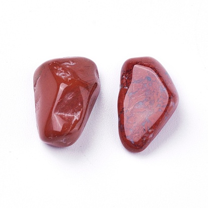 Perles naturelles jaspe rouge, non percé / pas de trou, puces