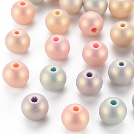 Spray Painted Opaque Acrylic Beads, Frosted, Round